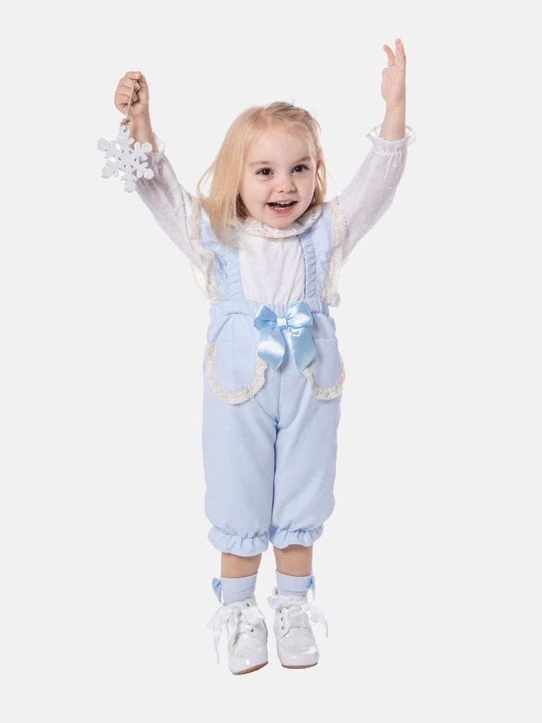 Baby Girl Clara Collection Spanish Jumpsuit - Baby Blue
