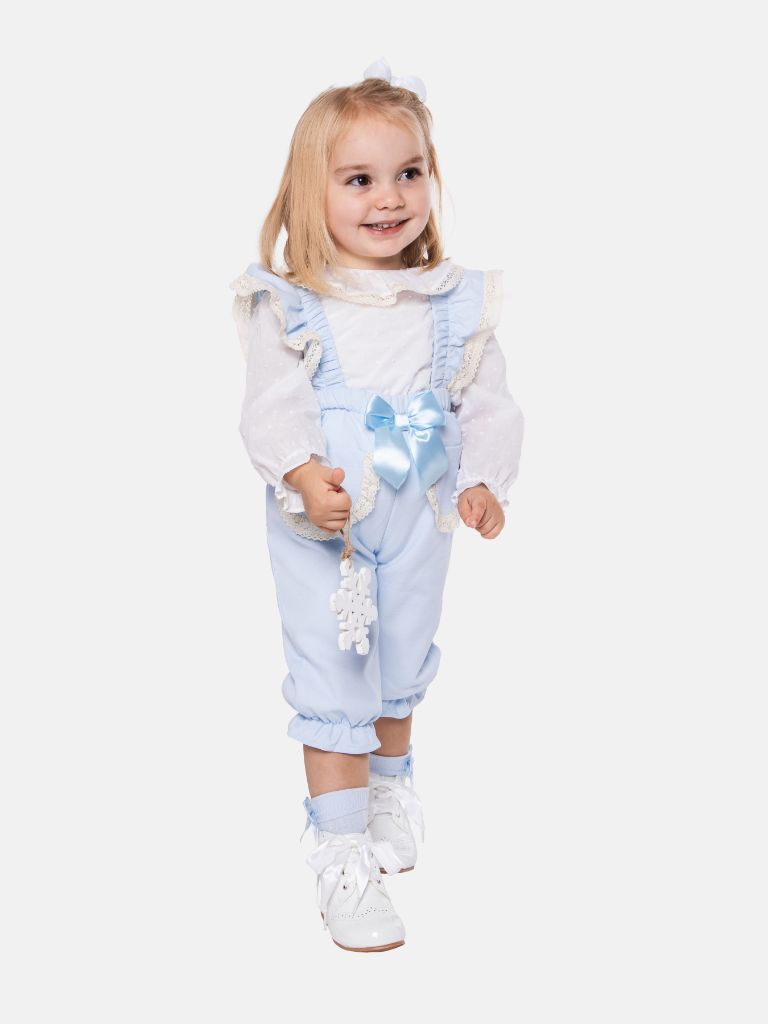 Baby Girl Clara Collection Spanish Jumpsuit - Baby Blue