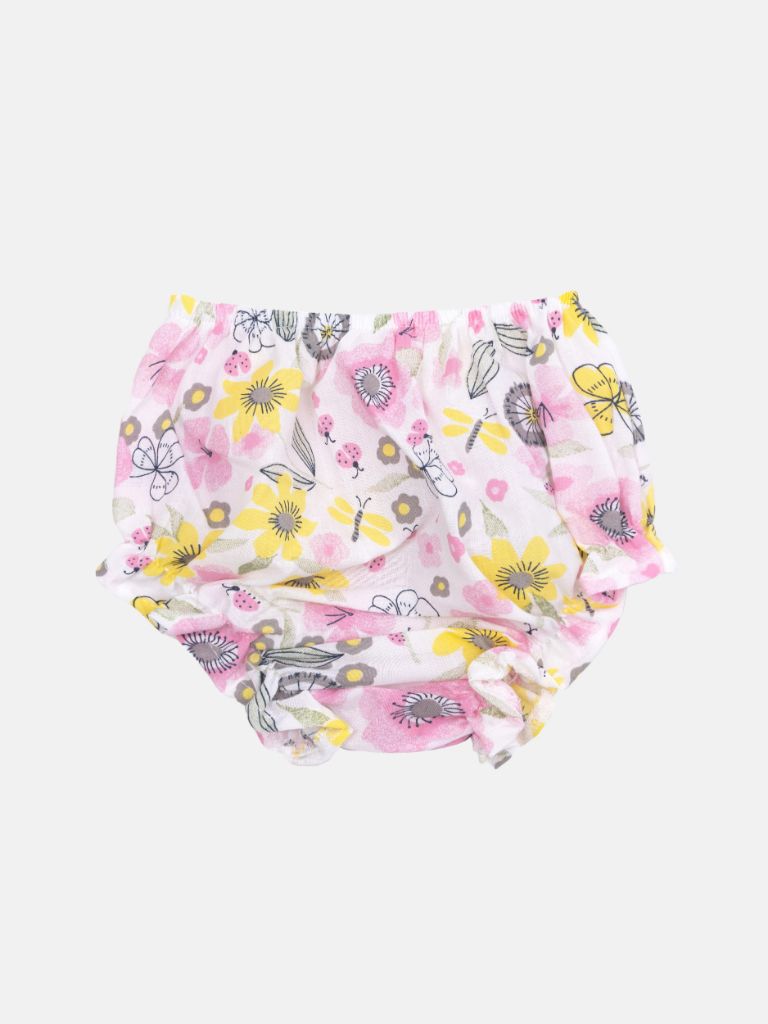 Baby Girl summer Floral Dress with knickers - Pink with Yellow