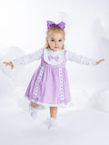 Baby Girl Lucia Collection Dress with Bows and Frilly long sleeve - Purple