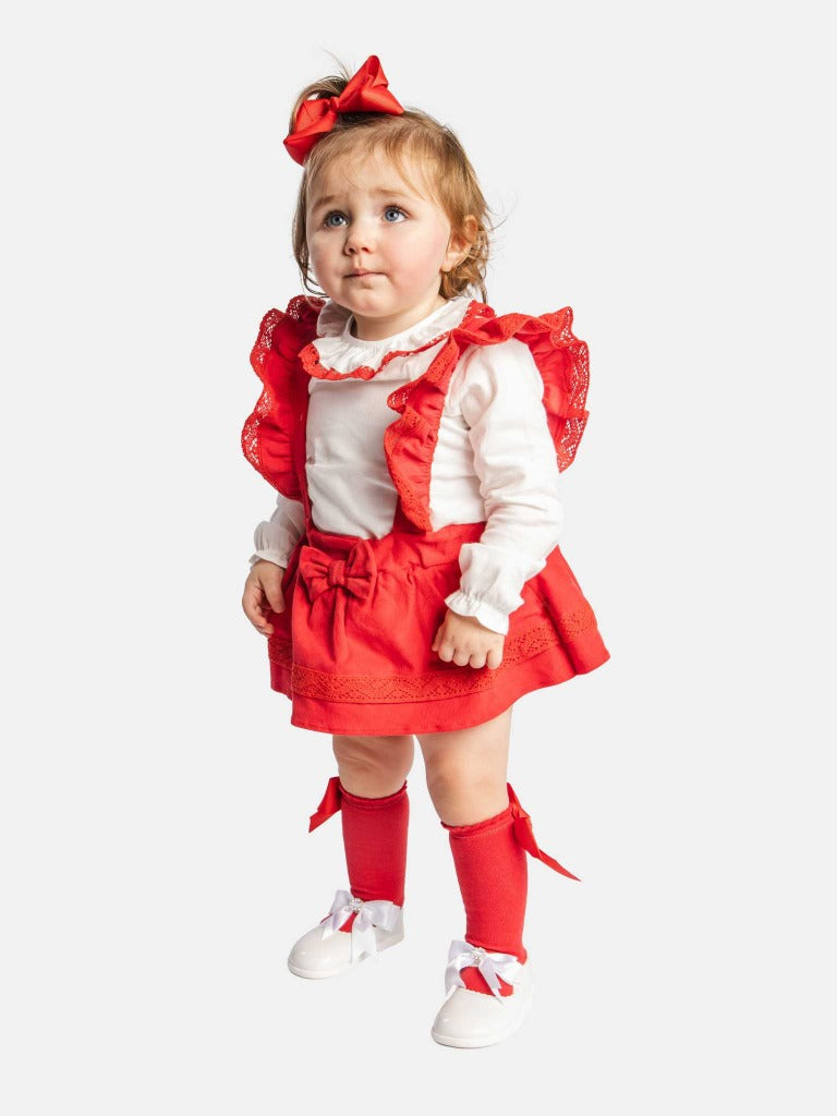 Baby Girl Sara Collection Red 2-piece Spanish Set with Bow and Frills