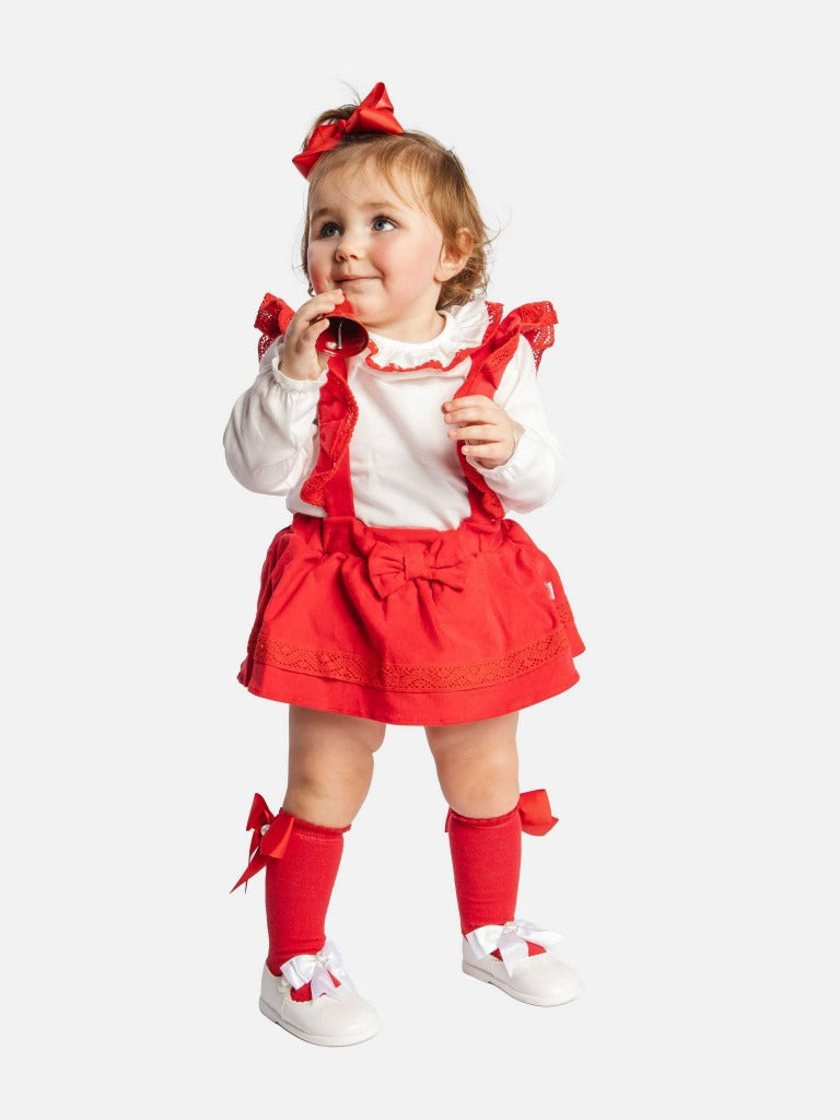 Baby Girl Sara Collection Red 2-piece Spanish Set with Bow and Frills