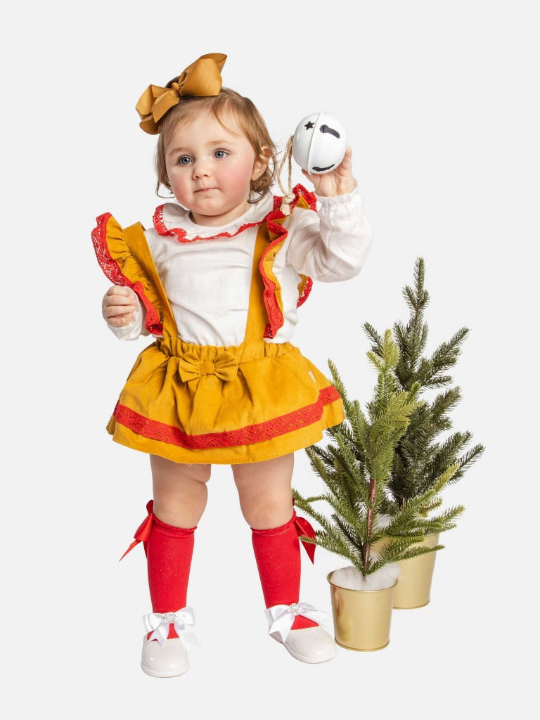 Baby Girl Sara Collection Mustard and Red 2-piece Spanish Set