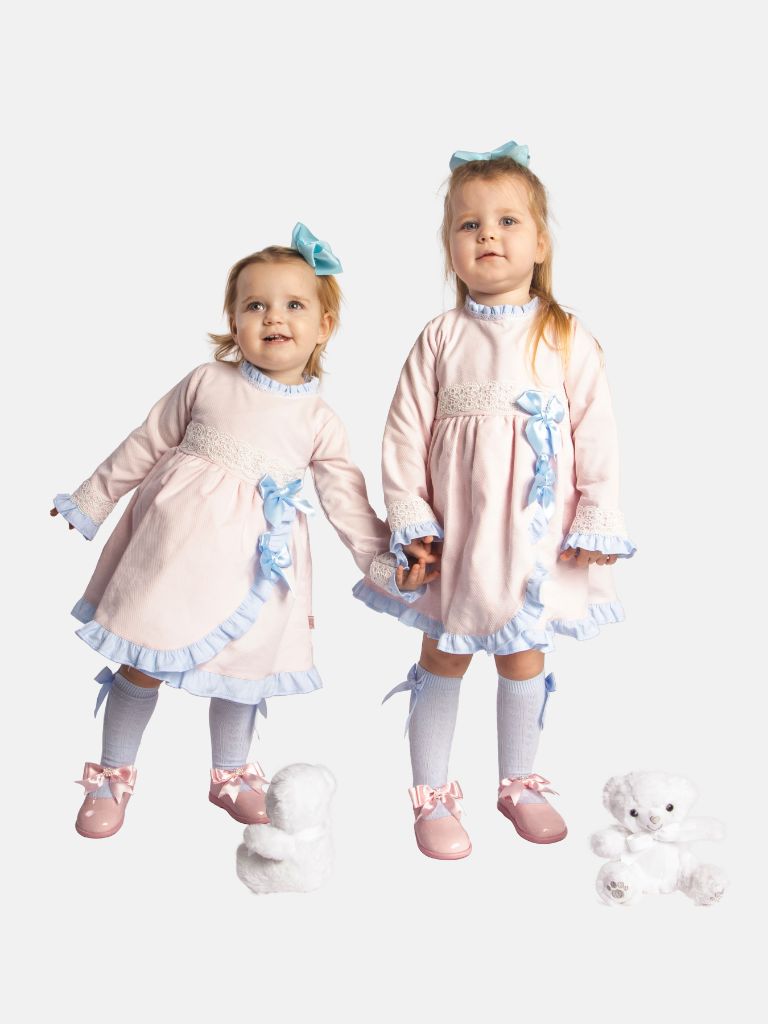 Baby Girl Lorianna Collection Spanish Dress with Ruffles and Bows-Baby Pink