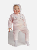 Baby Girl Ana Collection 3-piece Knitted Set with Bonnet - Baby Pink