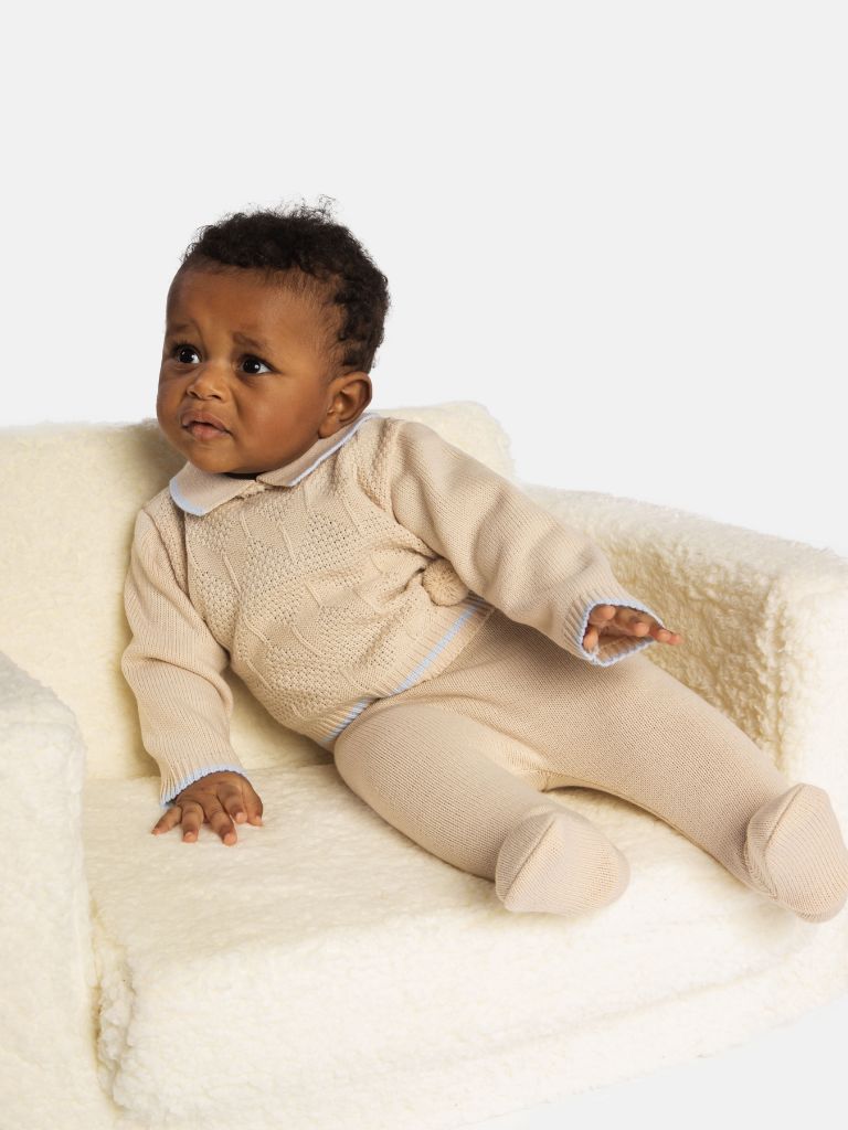 Baby Boy New Santiago Collection Knitted 3 piece set - Beige