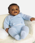 Baby Boy Luis Collection 3-piece Knitted Set with Pom-poms - Baby Blue