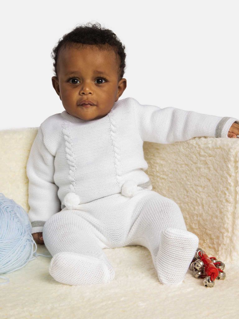 Baby Girl/Boy Matching White Knitted Bundle