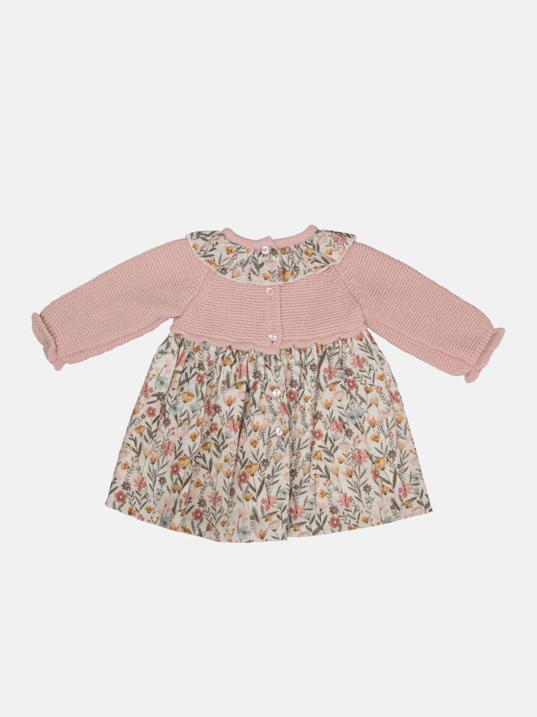 Baby Girl Flores Collection Pink with Tulips Print Floral Spanish Dress