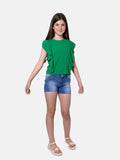 Junior Girl Aurelie Collection Summer Ruffled Top with short sleeves - Green