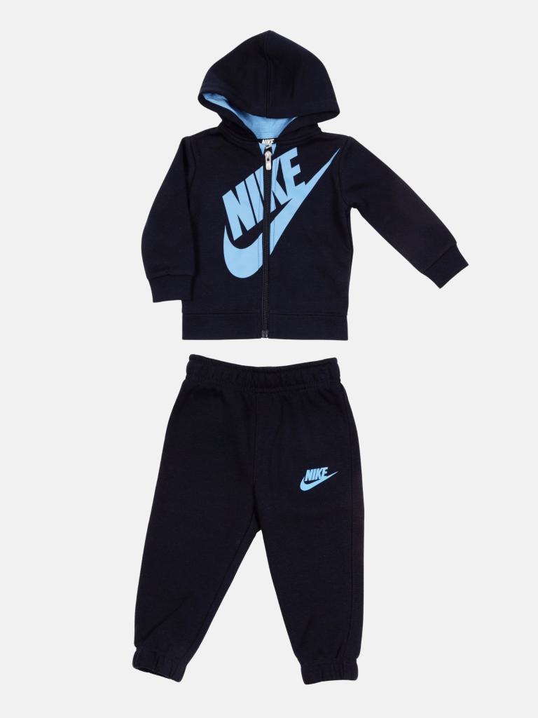 Nike Baby Boy Sueded Futura Jogger and Sweatshirt Tracksuit Set with Big Nike Logo - Dark Blue