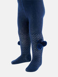 Baby Boy Tights with Pom-poms - Navy Blue