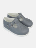Baypods Hard Sole Boys T-Bar Hole Punched Shoes - Grey