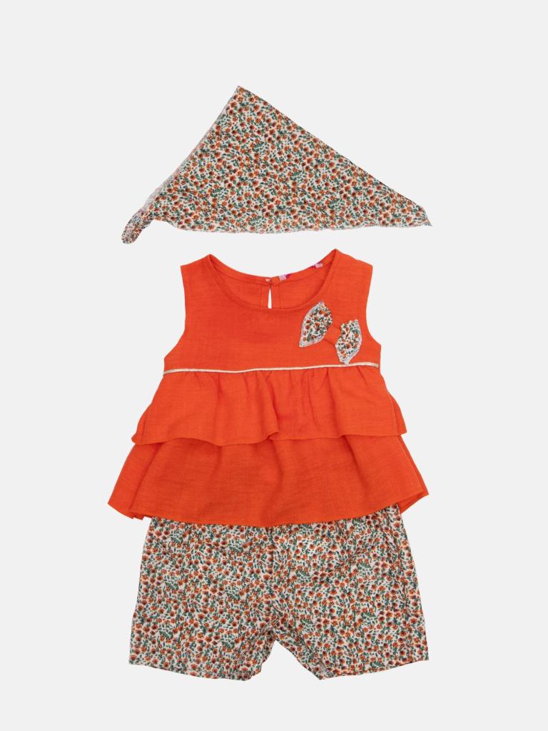 Baby Girl Marie French Collection 3-piece Set with Bow - Orange