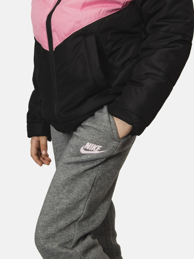 Nike Junior Girls Marl Joggers with pink Nike logo - Grey