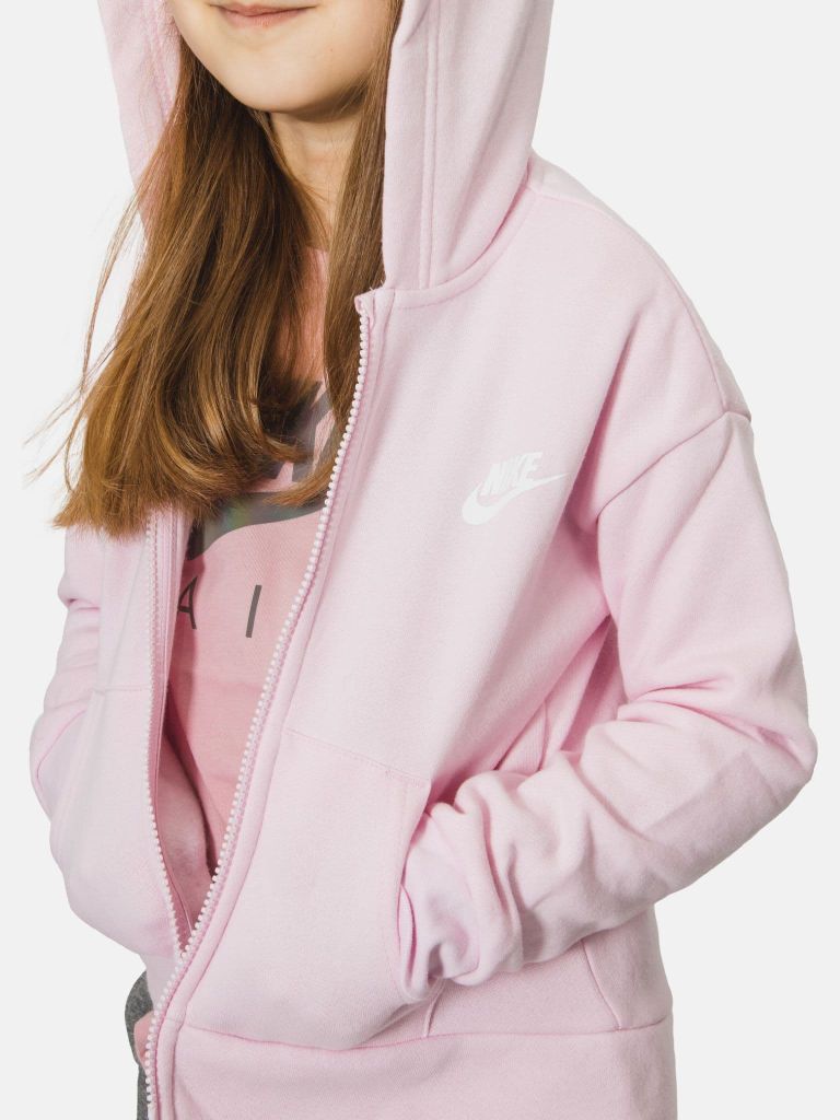 Nike Junior Sportswear Club Hoodie Zip-up Sweatshirt with Nike Logo - Pink
