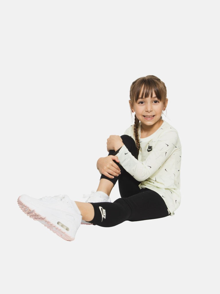 Nike Junior Girls Swooshfetti Top and Legging Set - Light Mint and Black
