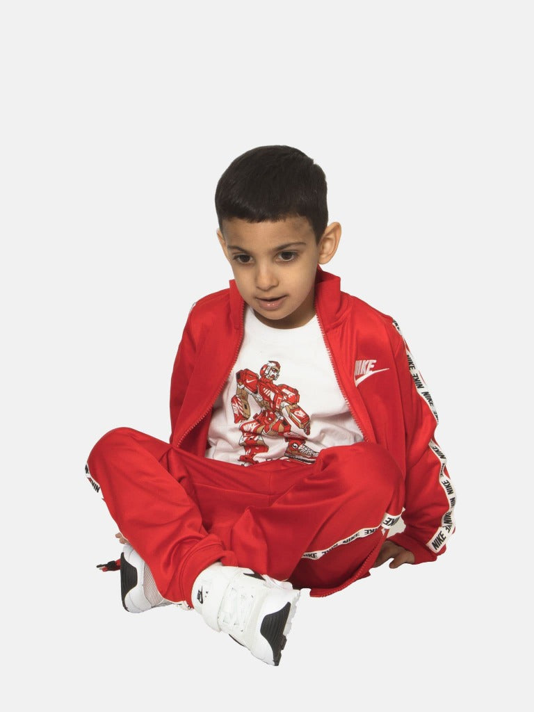 Nike Junior Tapered  Zip-Up Windrunner Jacket and Joggers Tracksuit Set - Red
