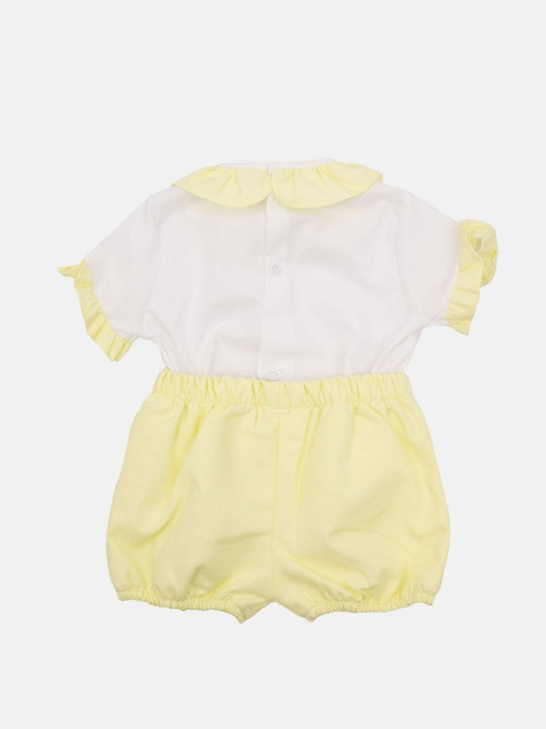 Baby Girl Tavira Collection Yellow Spanish Romper with 2 bows