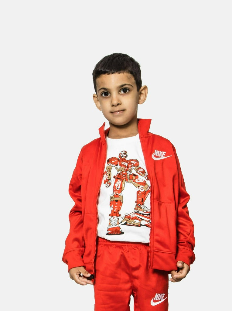 Nike Junior Boy Red Transformer Printed T-Shirt - White